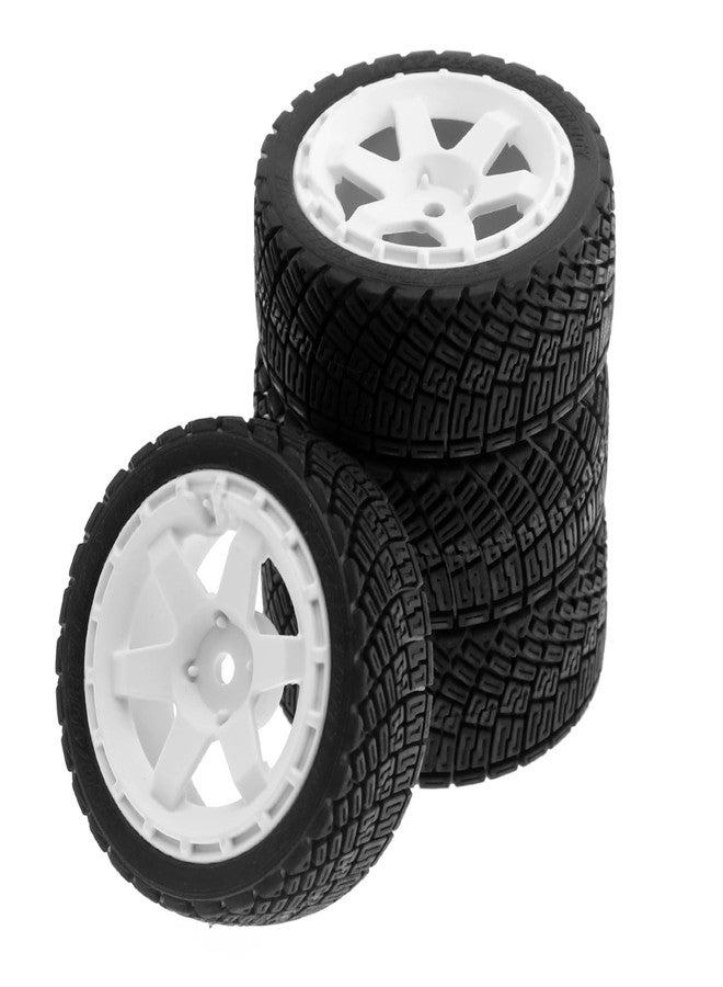 Chanmoo 1/10 Rally Tires and Plastic Drift Wheels 12mm Hex RC On Road Tyres for 1:10 Scale Street Car Tamiya TT01 TT02 XV01 TA06 A959 PTG2 144001 HPI KYOSHO HSP PTG2 Traxxas 4PCS - Image 1